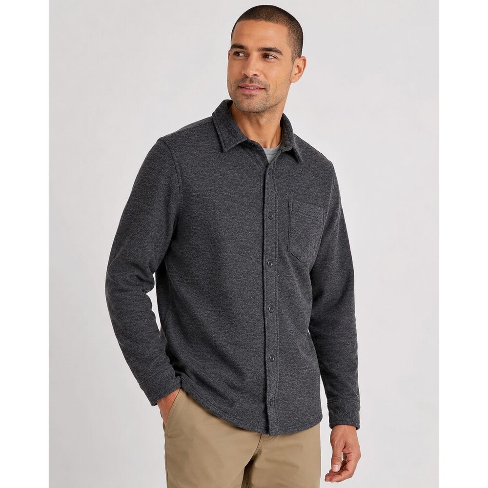 Eddie Bauer Men's Quest Fleece Shirt XL Charcoal Heather Stretch NWT - Picture 3 of 4